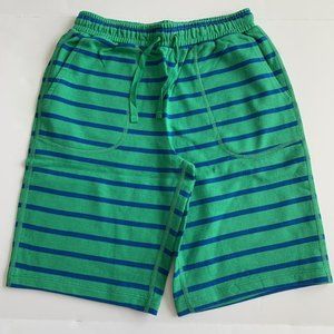 Hanna Andersson French Terry Green Striped Boys Shorts, 5T
